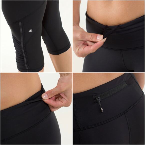 Lululemon Run for Your Life Crop Black Cropped Leggings Size 2 - Picture 7 of 8